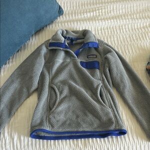 Patagonia Gray and Blue Fleece Pullover Jacket